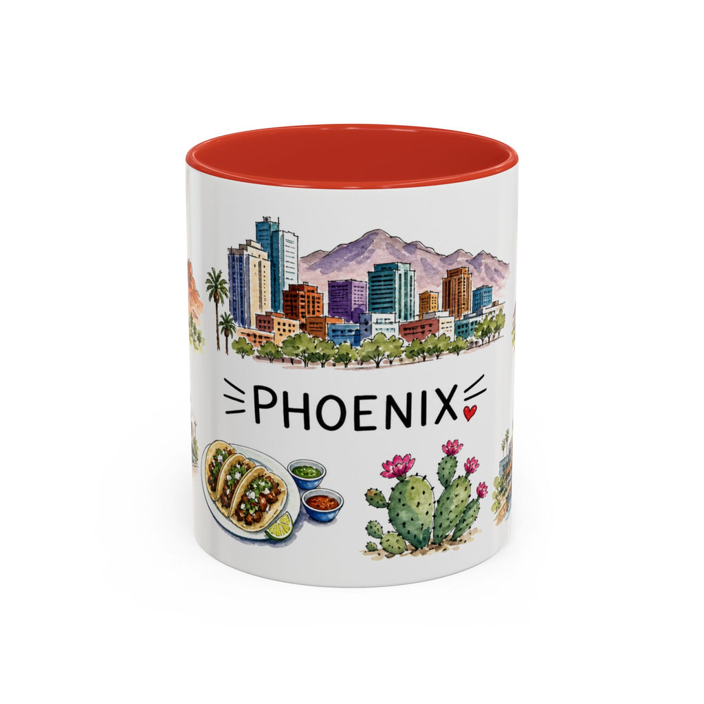Phoenix Illustrated Travel Mug | City Souvenir Accent Coffee Mug | 11oz 15oz Ceramic Cup