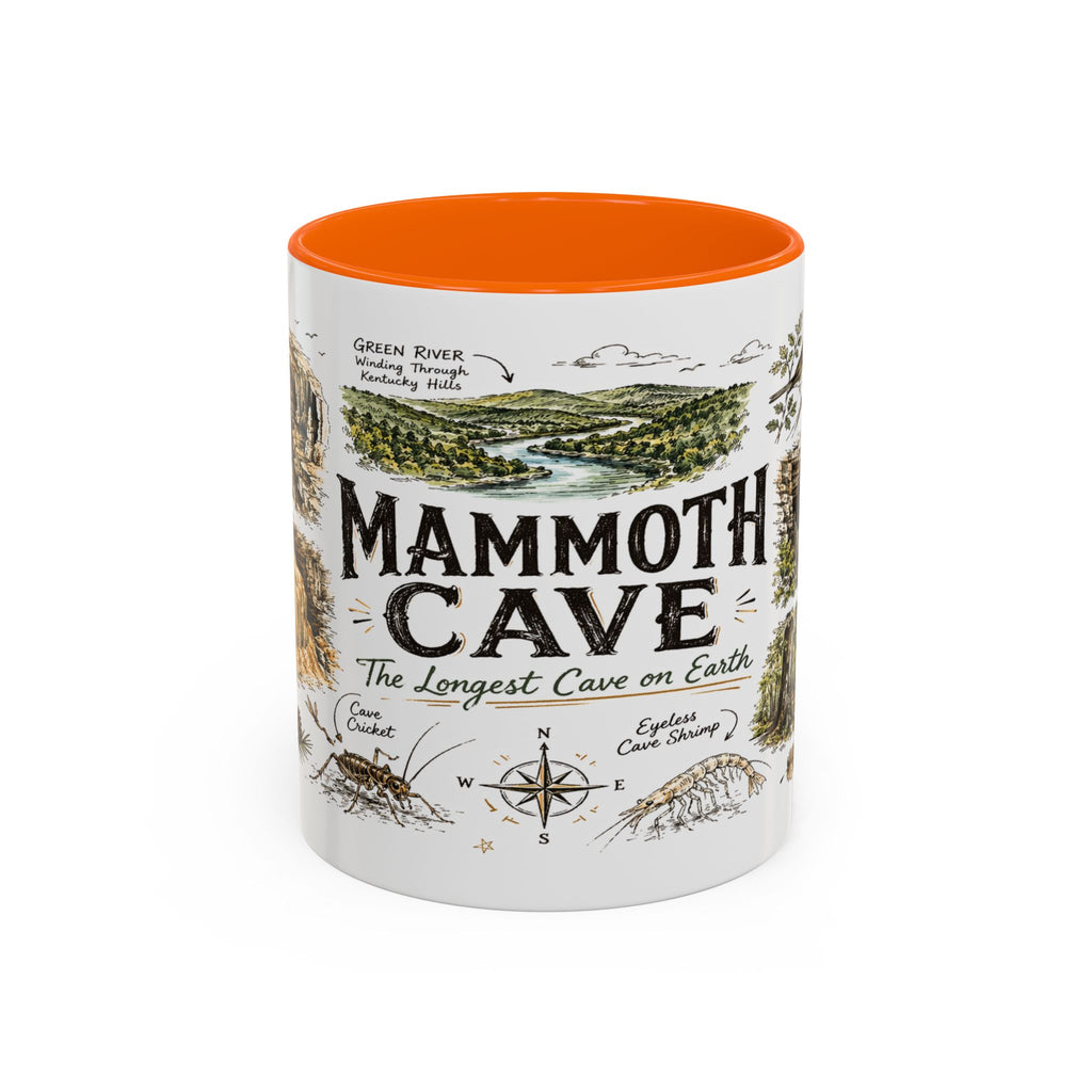 Mammoth Cave National Park Coffee Mug | Kentucky Cave Exploration Hiking Gift | Accent Color Ceramic 11oz 15oz
