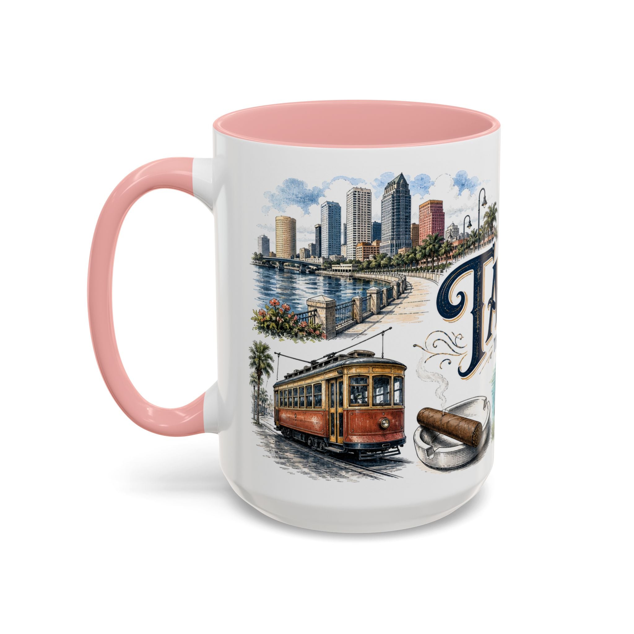 Tampa Coffee Mug | United States Travel Souvenir | Vintage Illustrated City Gift | 11 oz 15 oz Accent Mug