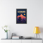 Kathmandu Nepal Framed Poster | Vintage Travel Wall Art | Black Walnut White Frame | 16x24 20x30