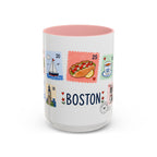 Boston Coffee Mug | Postage Stamp Collage Mug | Travel Souvenir Accent Cup 11oz 15oz