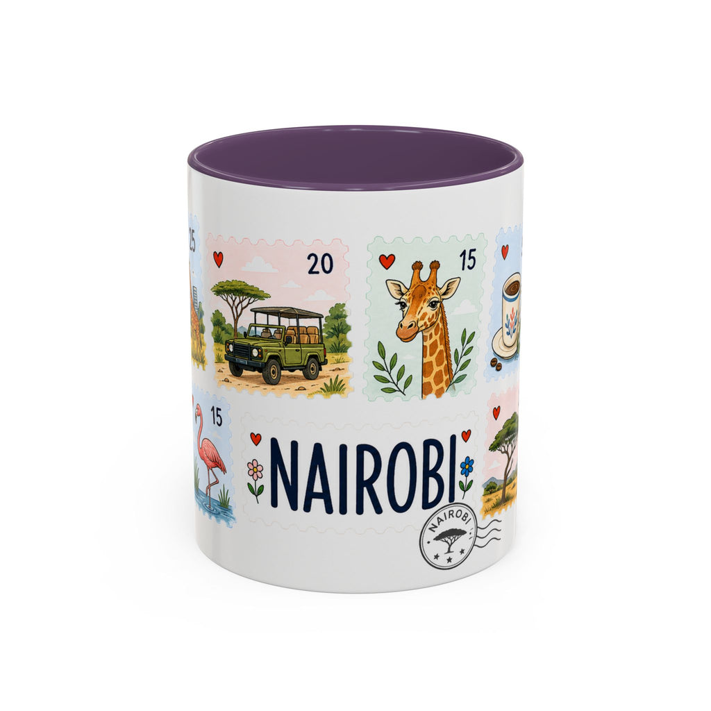 Nairobi Coffee Mug | Postage Stamp Collage Mug | Travel Souvenir Accent Cup 11oz 15oz