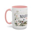 Massachusetts State Map Mug | Coastal Scene, Botanical Accents (11oz, 15oz)