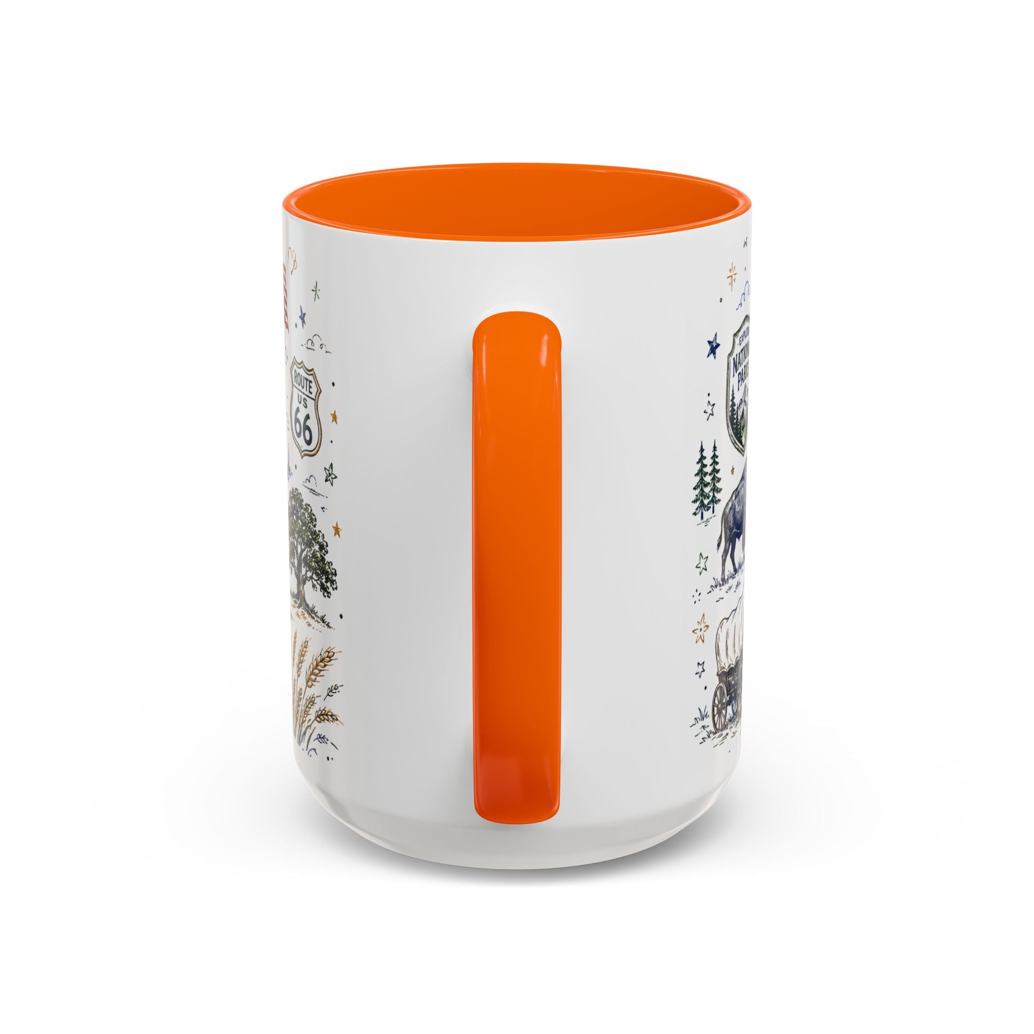 America the Beautiful Coffee Mug | Patriotic USA Gift | Accent Color Ceramic 11oz 15oz