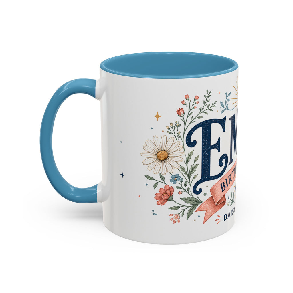 Personalized Name Birth Month Mug | Birth Flower Stone Birthday Gift | 11oz 15oz