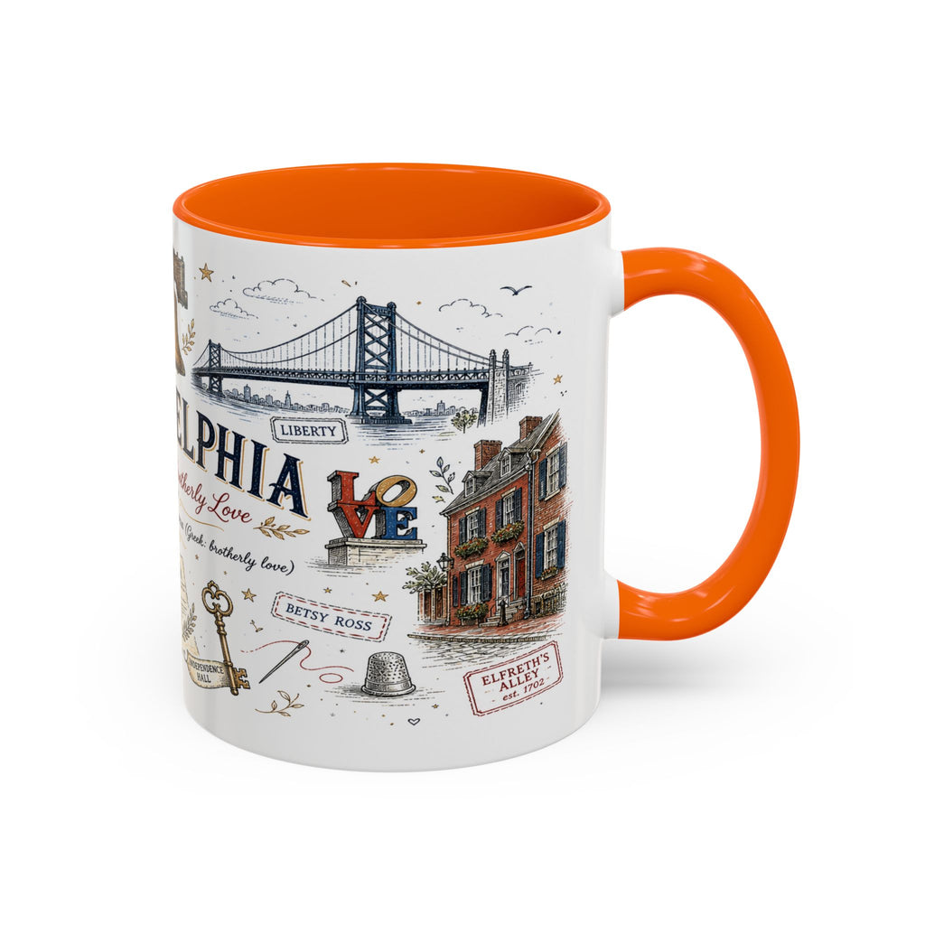 Philadelphia Coffee Mug | Pennsylvania Souvenir City Gift | Accent Color Ceramic 11oz 15oz