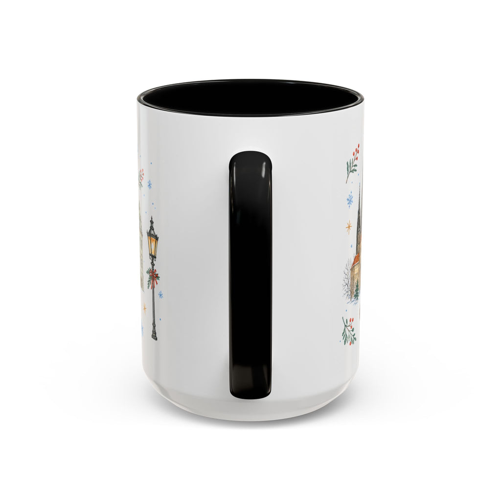 Prague Christmas Mug | Watercolor Travel Souvenir | Holiday Gift | Accent Ceramic Coffee Cup 11oz 15oz