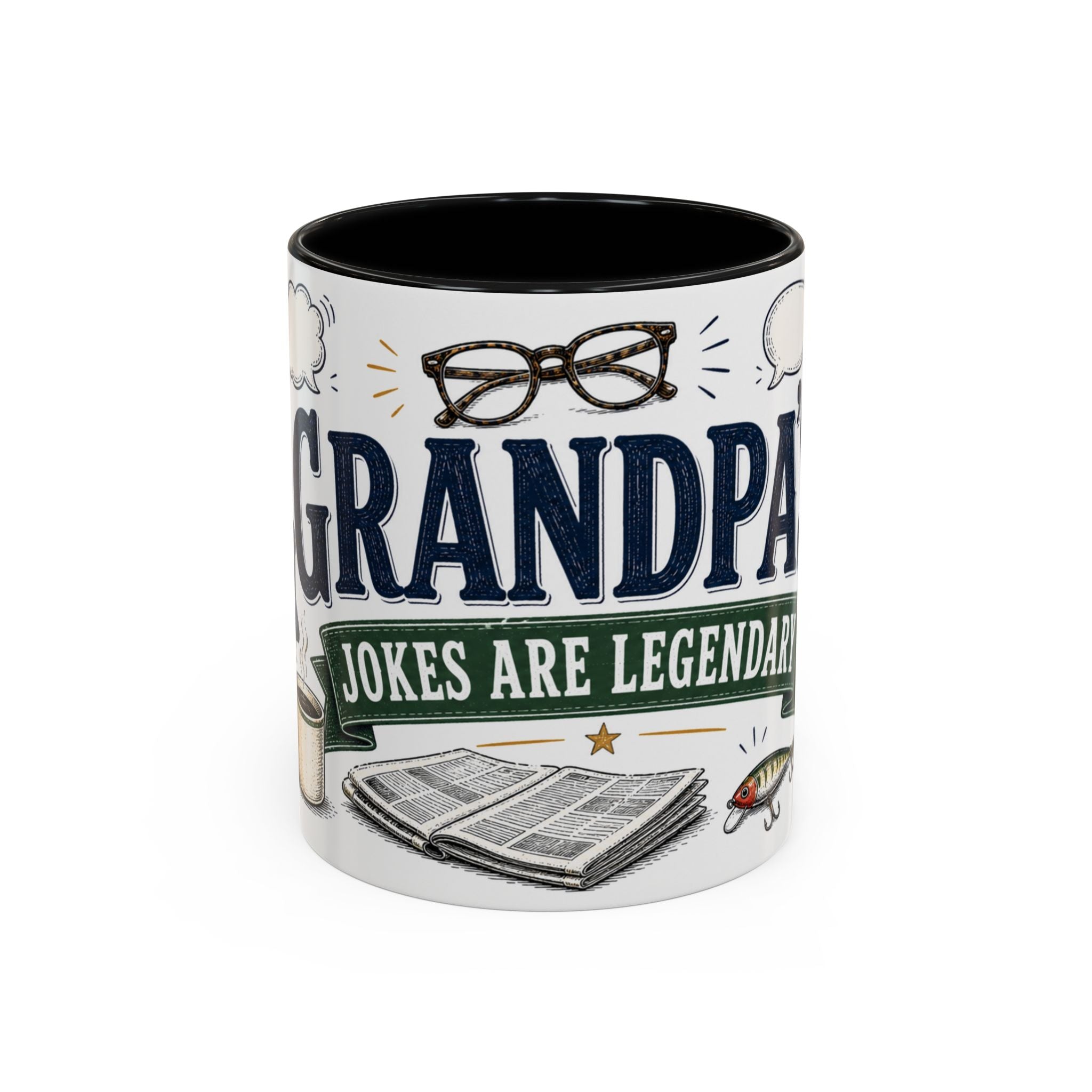 Grandpa's Jokes Are Legendary Coffee Mug | Funny Gift From Grandkids | Accent Ceramic 11oz 15oz