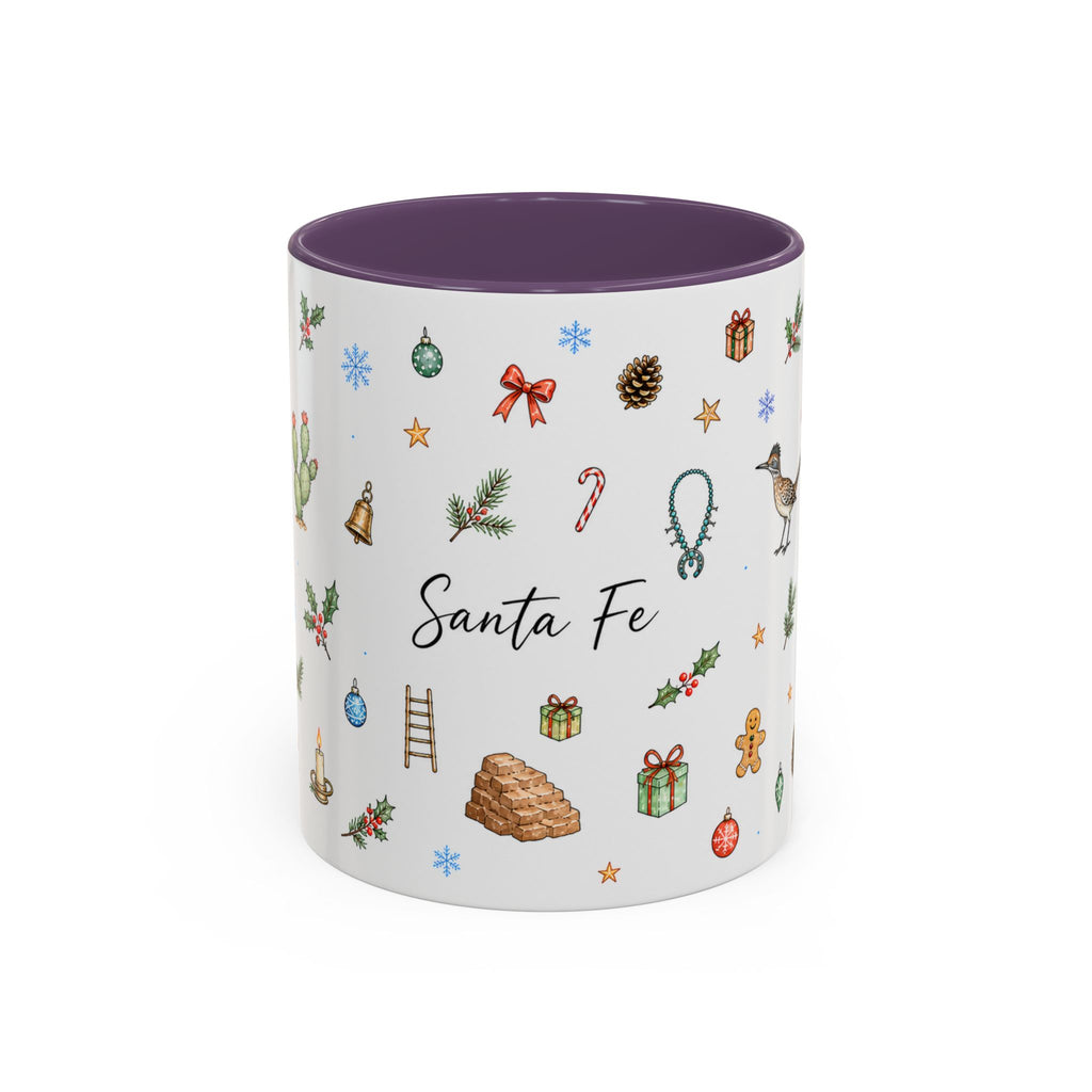 Santa Fe Christmas Mug | Watercolor City Souvenir | Ceramic Coffee Cup (11oz 15oz)