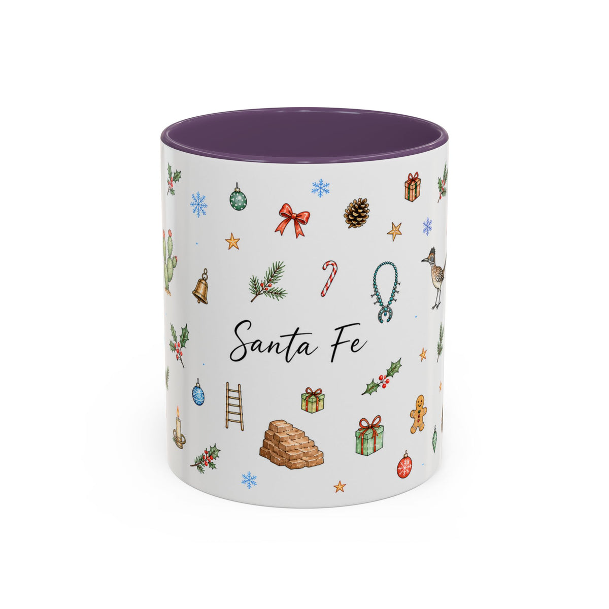 Santa Fe Christmas Mug | Watercolor City Souvenir | Ceramic Coffee Cup (11oz 15oz)