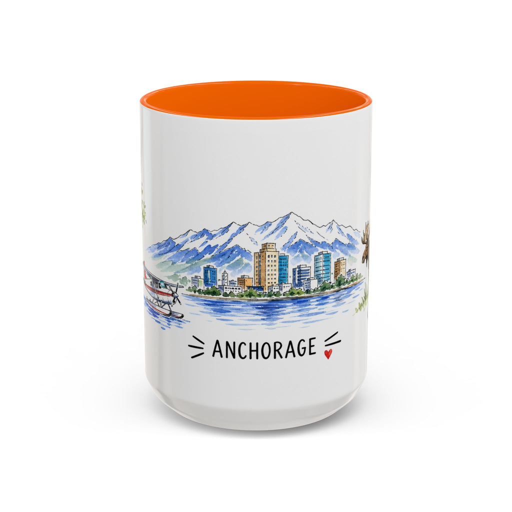 Anchorage Illustrated Travel Mug | City Souvenir Accent Coffee Mug | 11oz 15oz Ceramic Cup