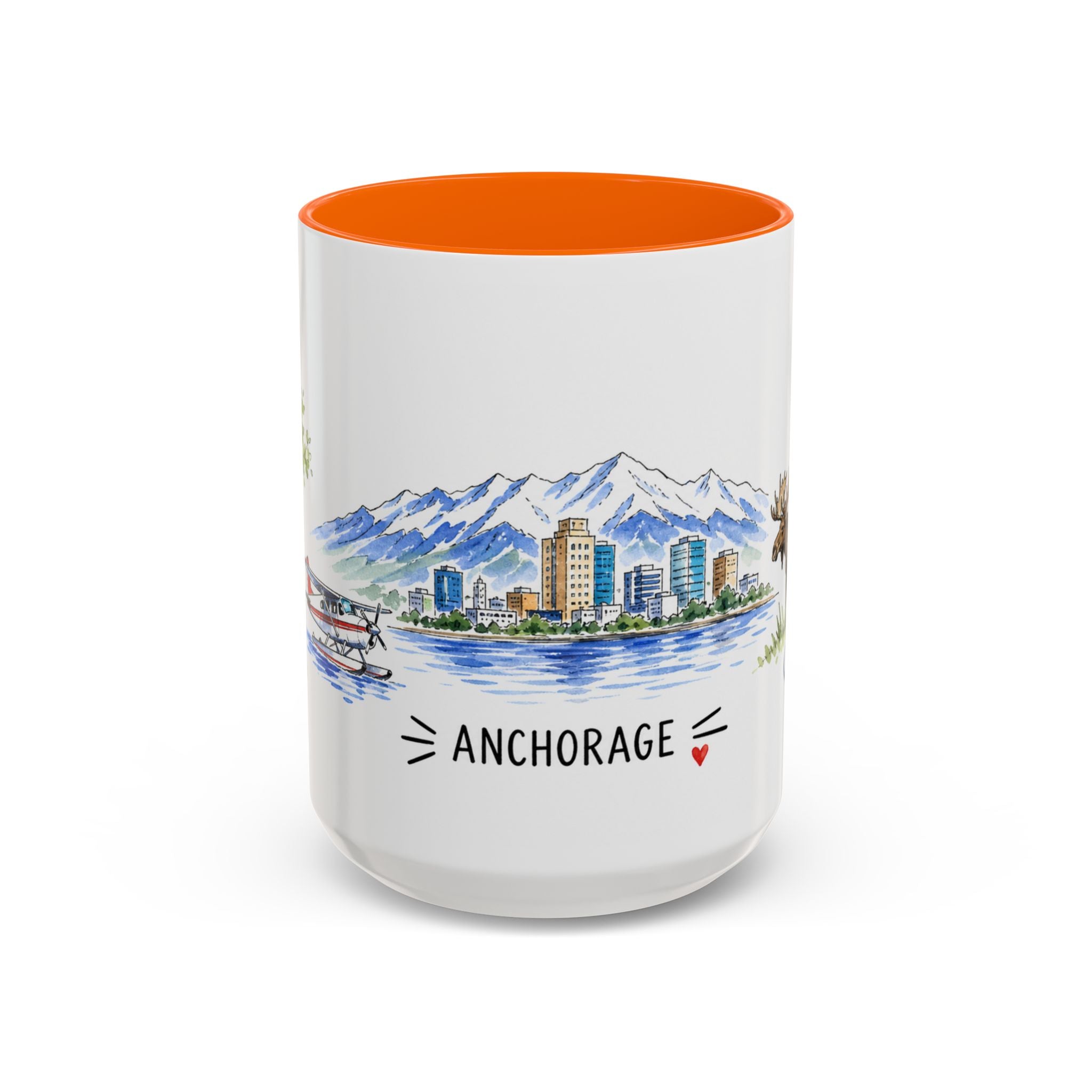 Anchorage Illustrated Travel Mug | City Souvenir Accent Coffee Mug | 11oz 15oz Ceramic Cup