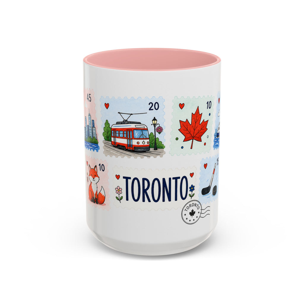 Toronto Coffee Mug | Postage Stamp Collage Mug | Travel Souvenir Accent Cup 11oz 15oz