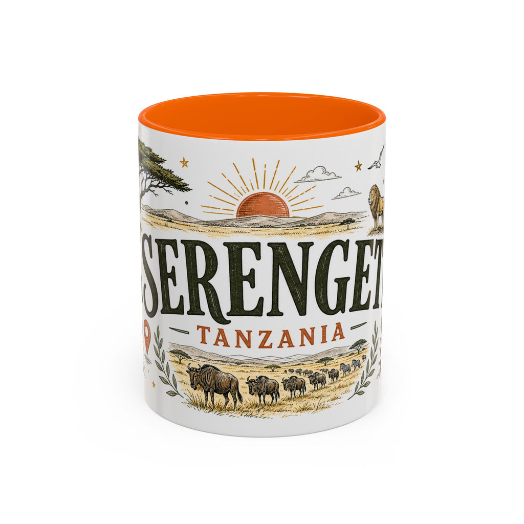Serengeti Coffee Mug | Travel Destination Souvenir Gift | Accent Color Ceramic 11oz 15oz
