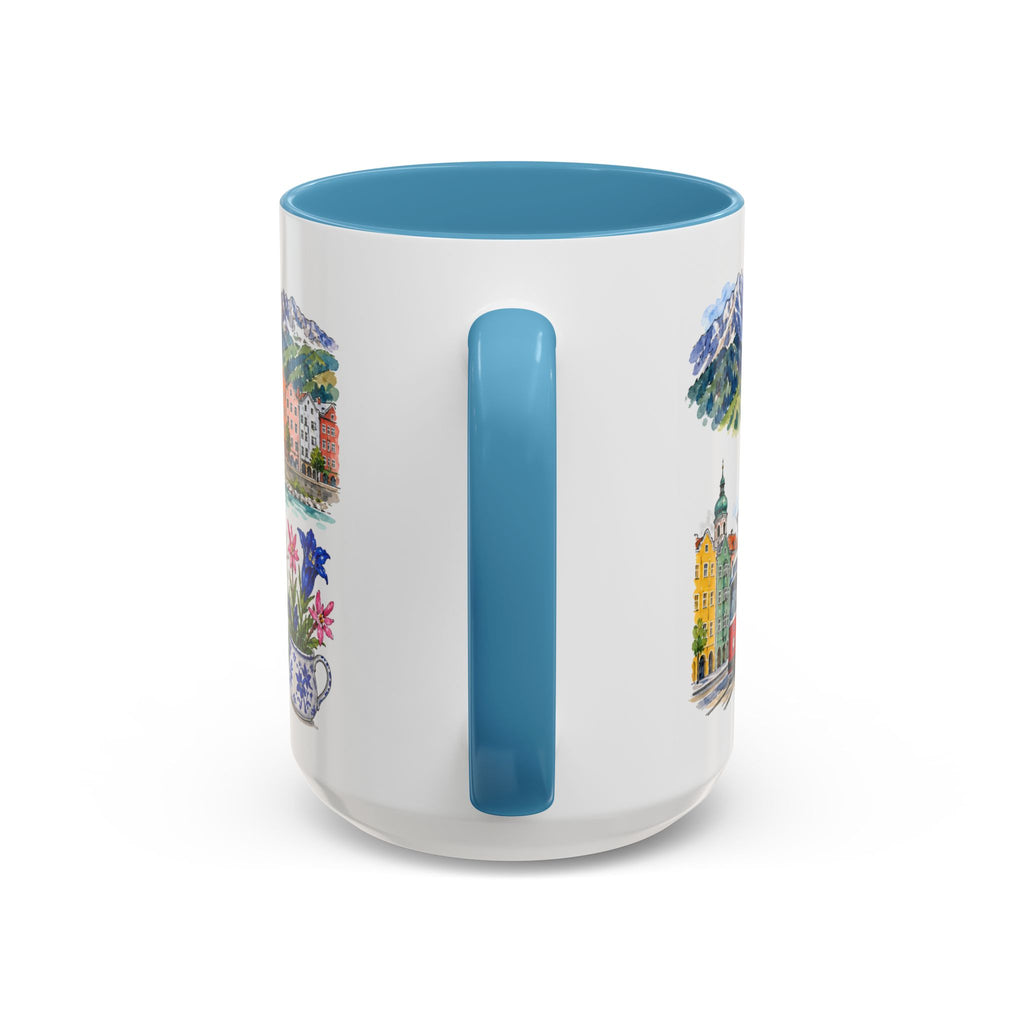 Innsbruck Illustrated Travel Mug | City Souvenir Accent Coffee Mug | 11oz 15oz Ceramic Cup