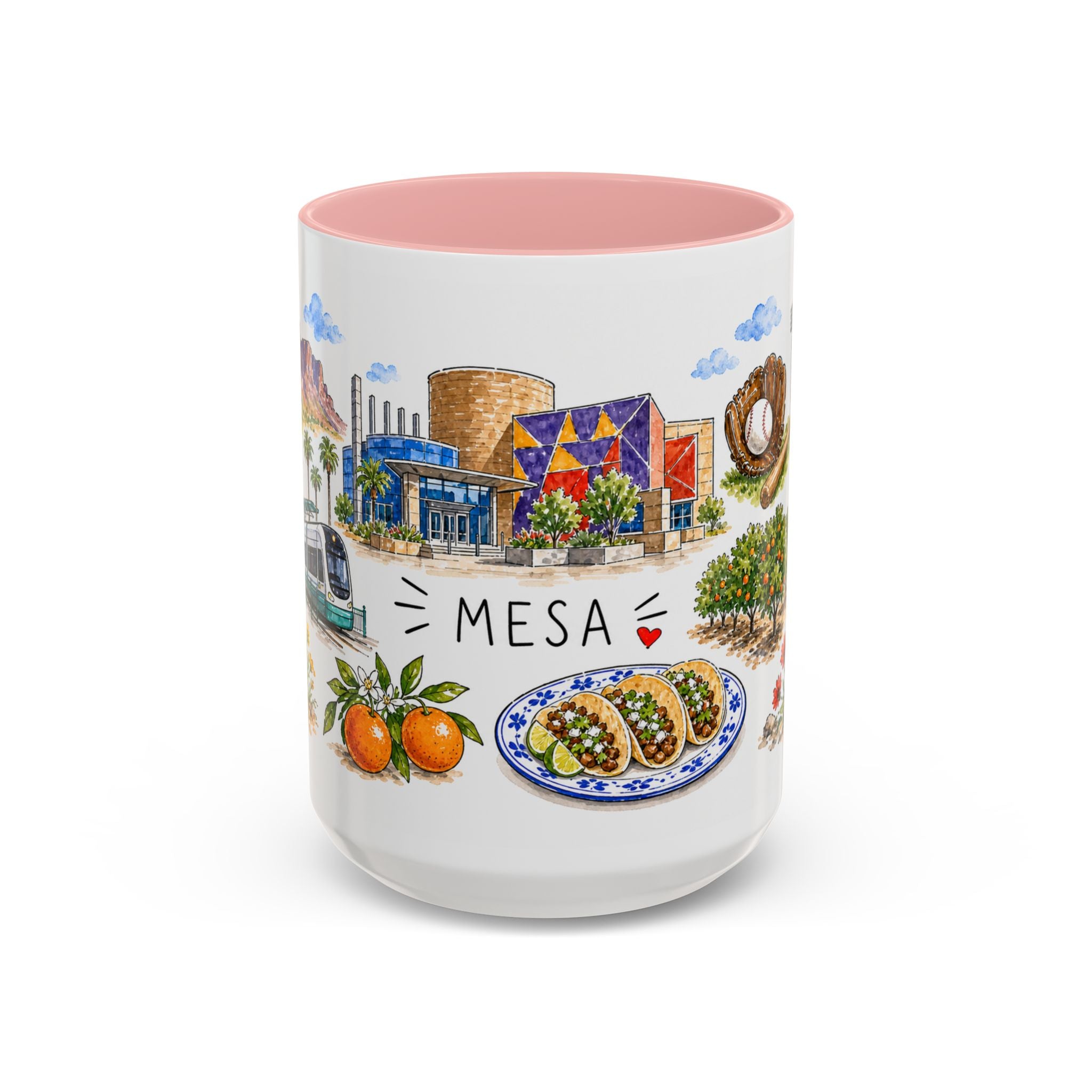 Mesa Illustrated Travel Mug | City Souvenir Accent Coffee Mug | 11oz 15oz Ceramic Cup
