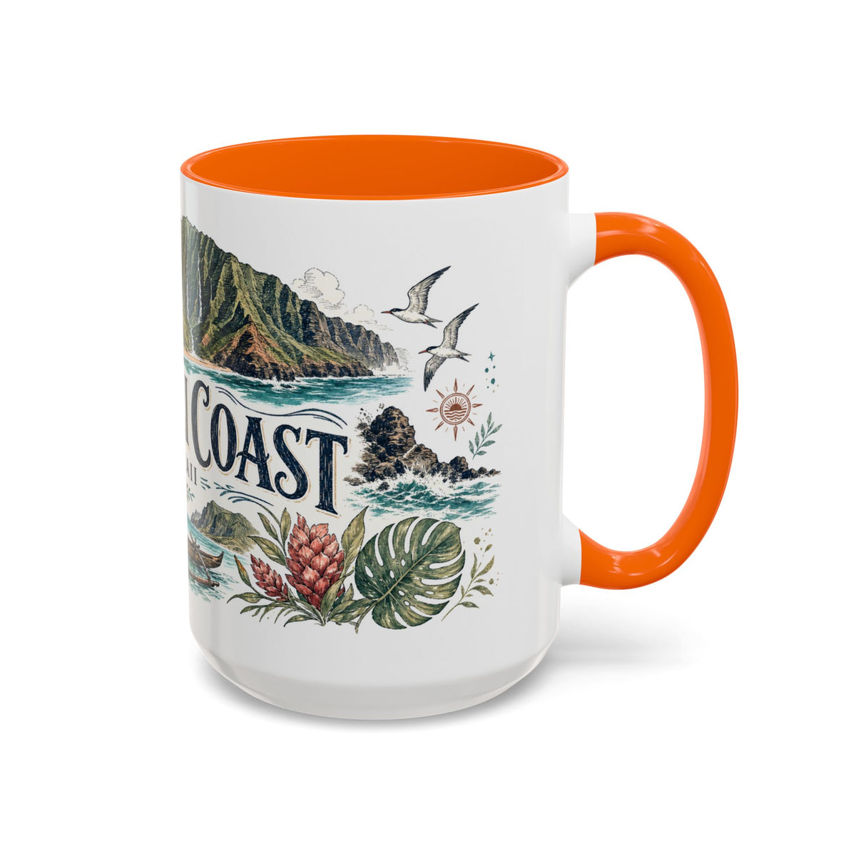 Na Pali Coast Mug, Hawaii Travel Souvenir, Bucket List Gift, Accent Ceramic Coffee Mug 11oz 15oz