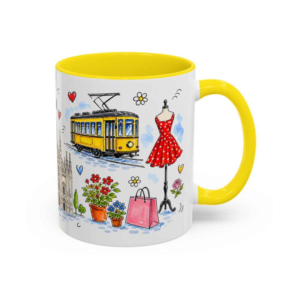 Milan Travel Mug | European City Souvenir Accent Coffee Mug | 11oz 15oz Ceramic Cup