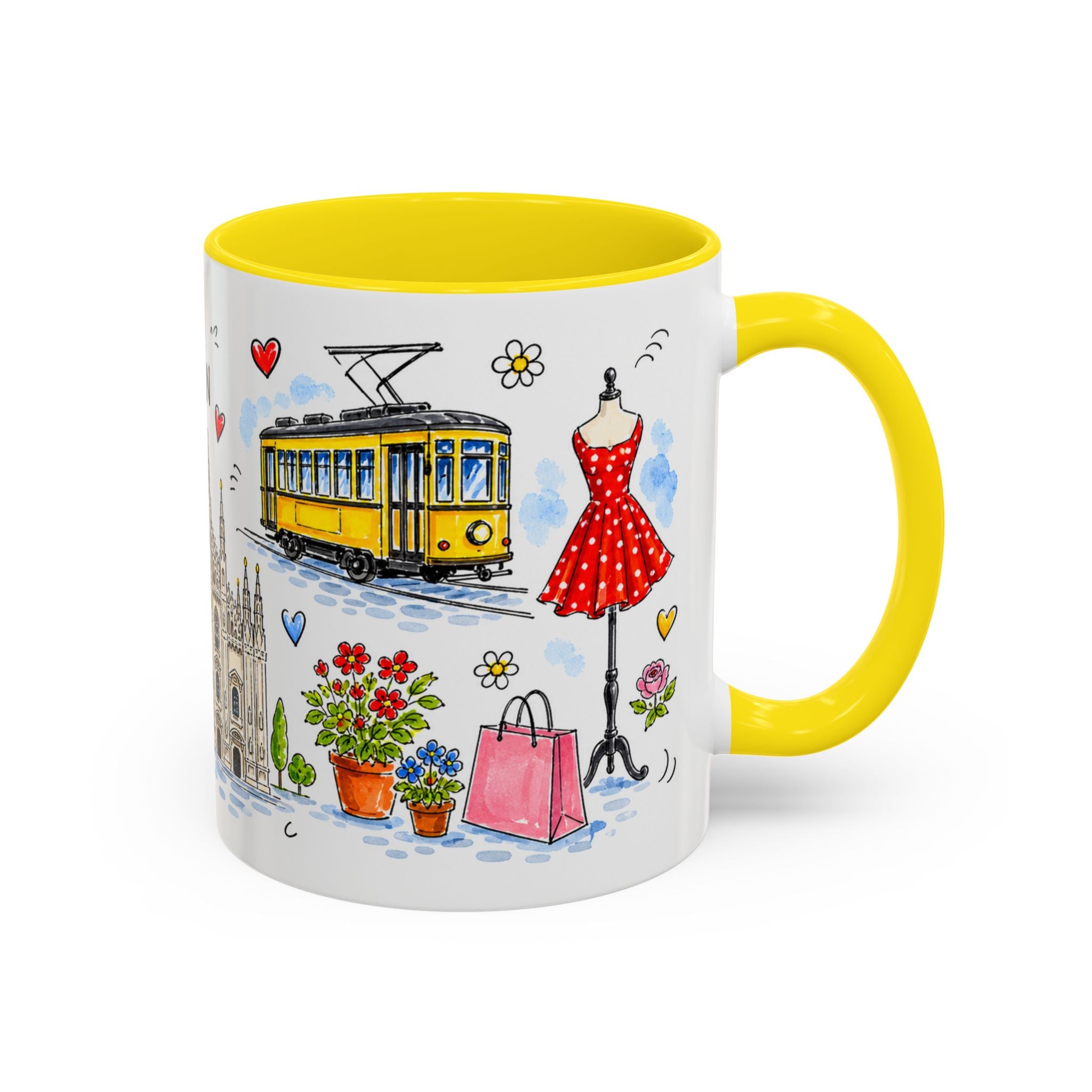 Milan Travel Mug | European City Souvenir Accent Coffee Mug | 11oz 15oz Ceramic Cup