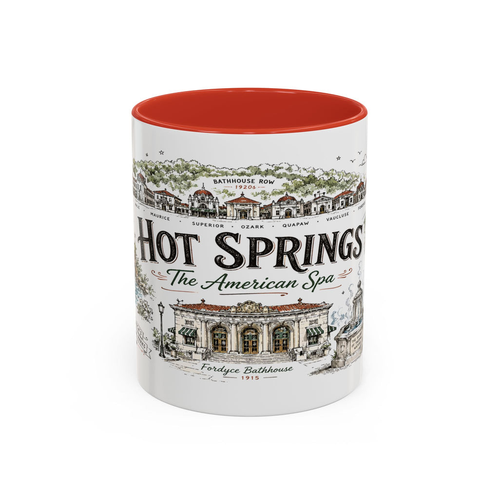 Hot Springs National Park Coffee Mug | Arkansas Thermal Spring Spa Gift | Accent Color Ceramic 11oz 15oz