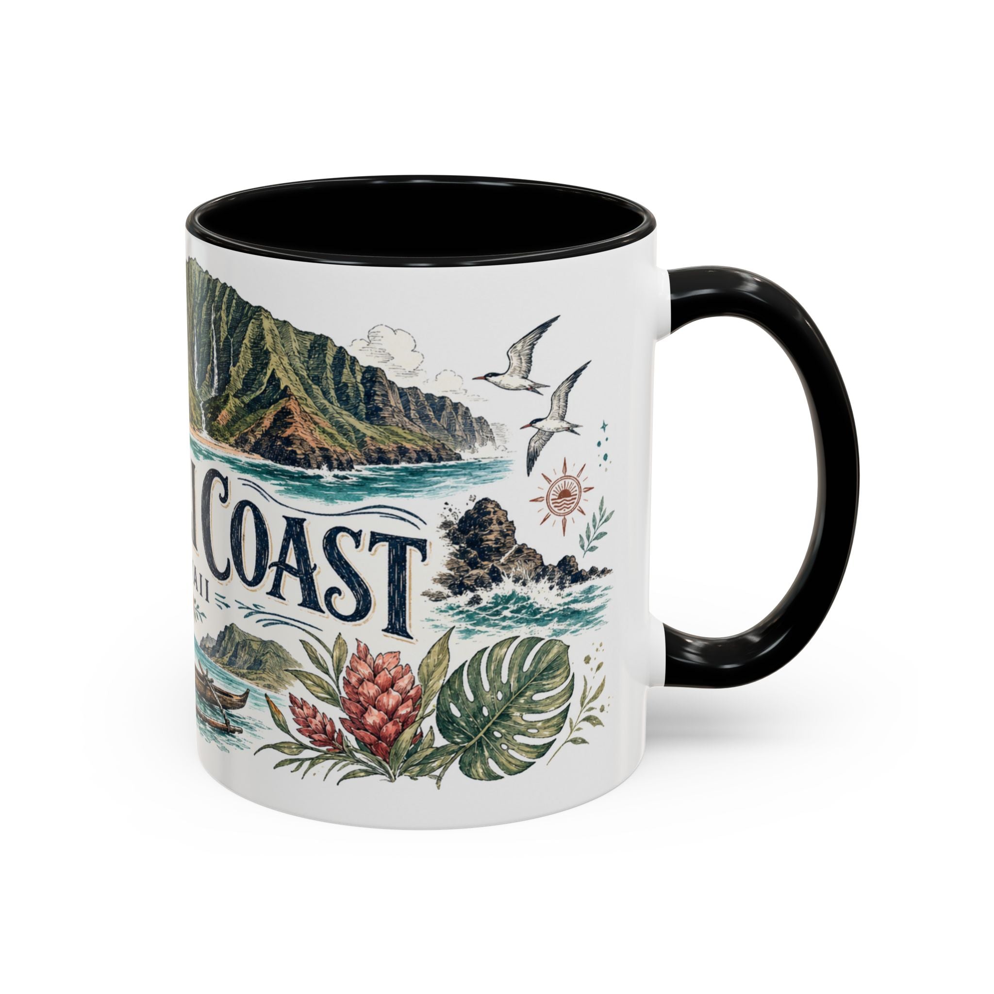 Na Pali Coast Mug, Hawaii Travel Souvenir, Bucket List Gift, Accent Ceramic Coffee Mug 11oz 15oz