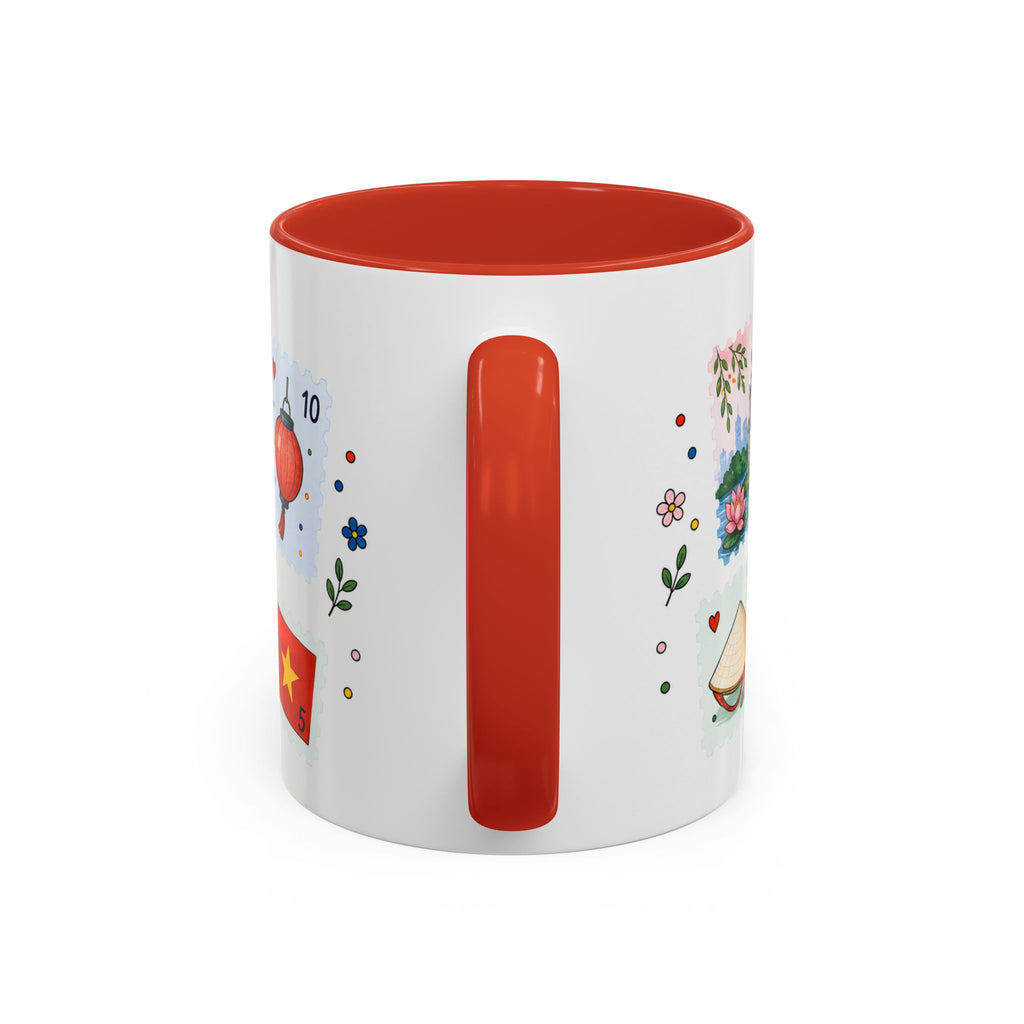 Hanoi Coffee Mug | Postage Stamp Collage Mug | Travel Souvenir Accent Cup 11oz 15oz