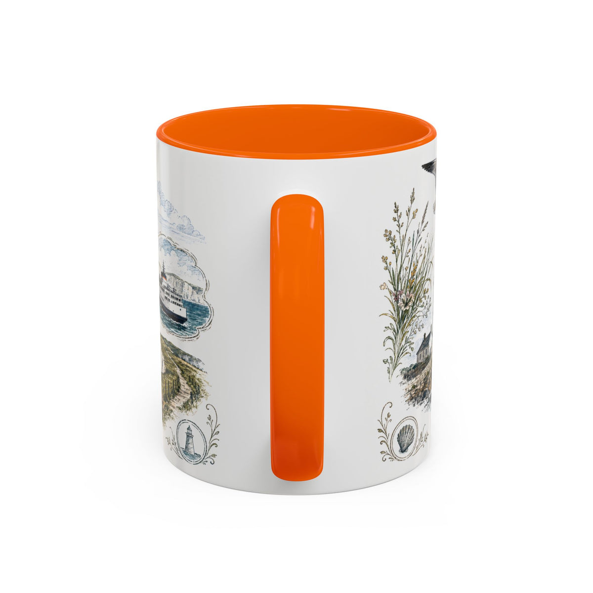 White Cliffs of Dover Mug, England Travel Souvenir, Bucket List Gift, Accent Ceramic Coffee Mug 11oz 15oz