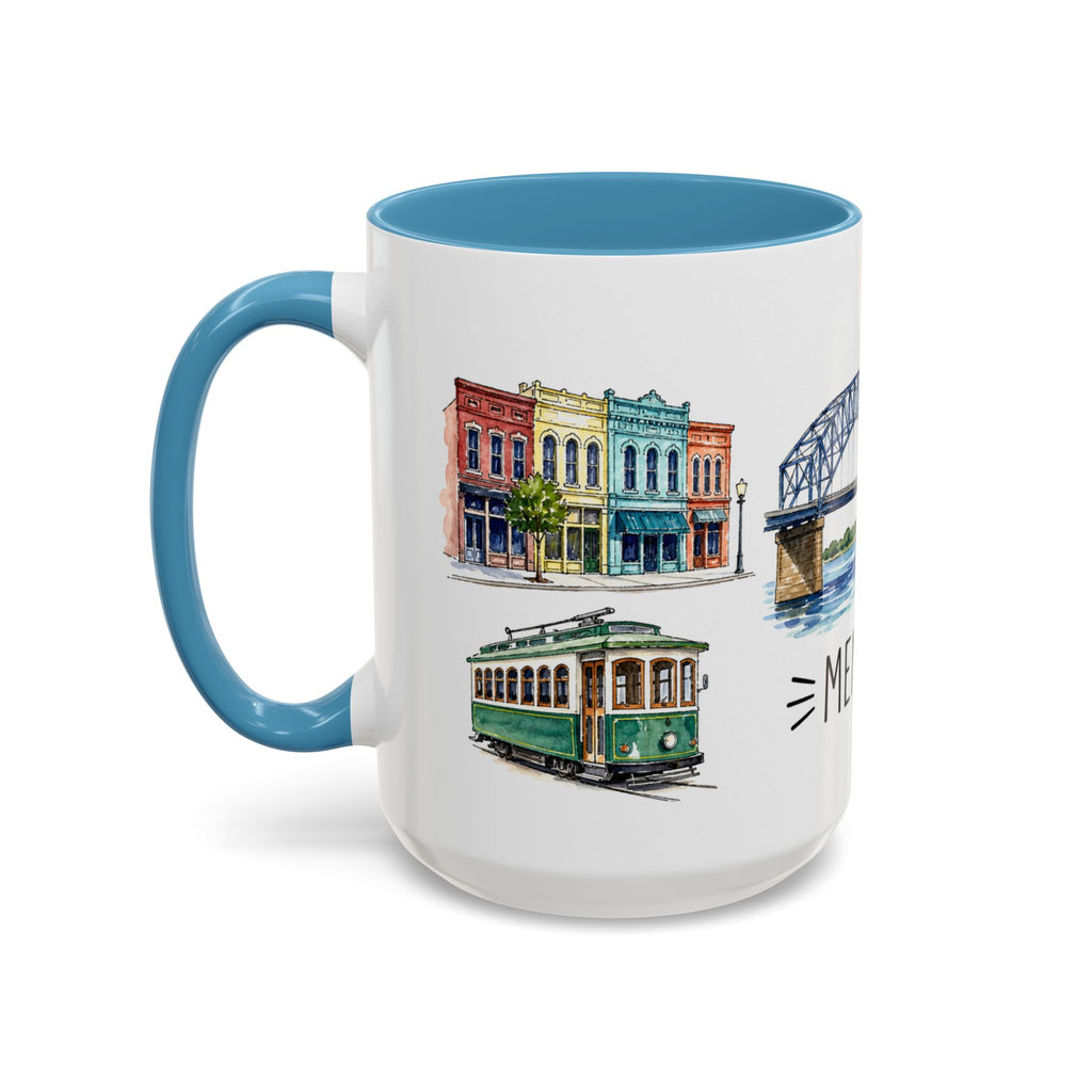 Memphis Illustrated Travel Mug | City Souvenir Accent Coffee Mug | 11oz 15oz Ceramic Cup