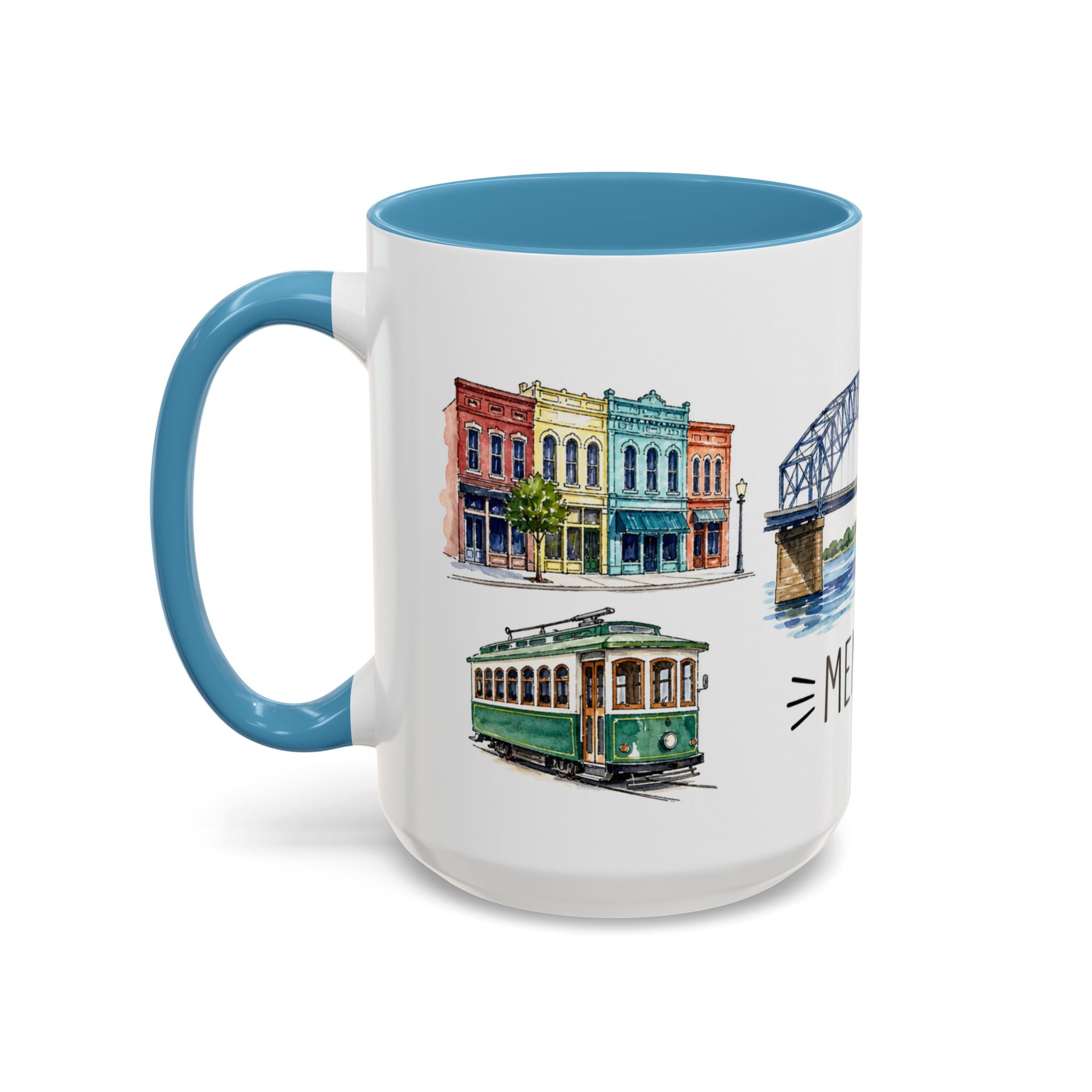 Memphis Illustrated Travel Mug | City Souvenir Accent Coffee Mug | 11oz 15oz Ceramic Cup