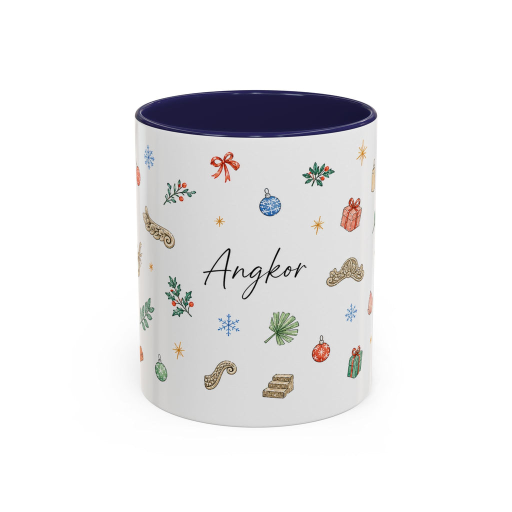 Angkor Christmas Mug | Watercolor Travel Souvenir | Holiday Gift | Accent Ceramic Coffee Cup 11oz 15oz