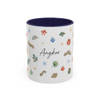 Angkor Christmas Mug | Watercolor Travel Souvenir | Holiday Gift | Accent Ceramic Coffee Cup 11oz 15oz