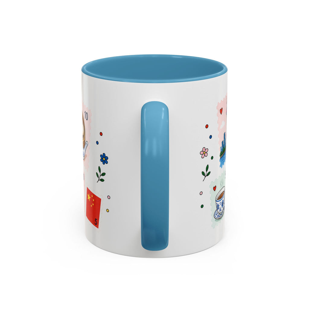 Shanghai Coffee Mug | Postage Stamp Collage Mug | Travel Souvenir Accent Cup 11oz 15oz