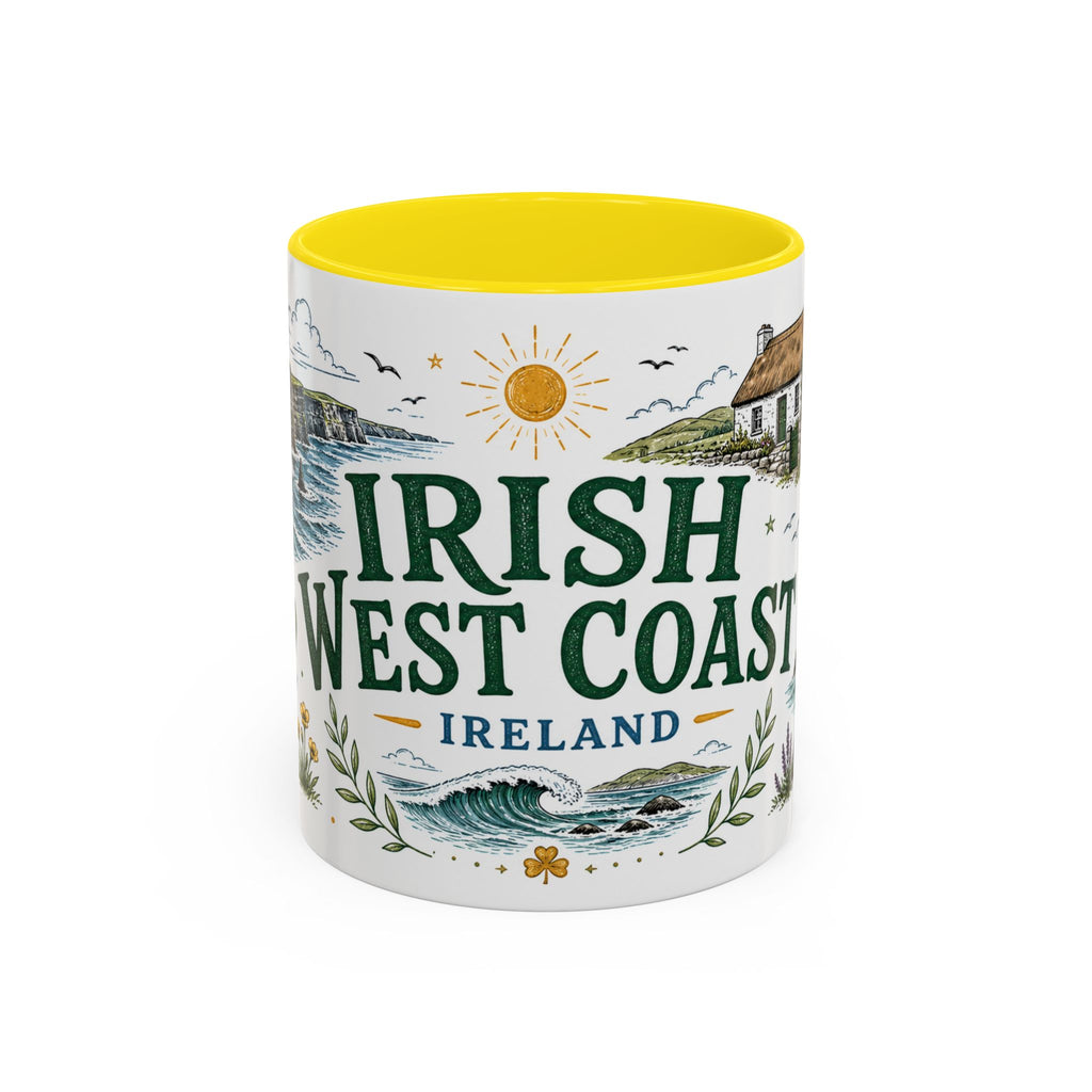Irish West Coast Coffee Mug | Travel Destination Souvenir Gift | Accent Color Ceramic 11oz 15oz