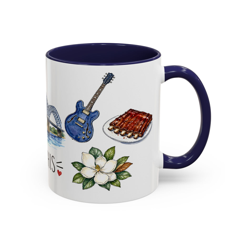 Memphis Illustrated Travel Mug | City Souvenir Accent Coffee Mug | 11oz 15oz Ceramic Cup