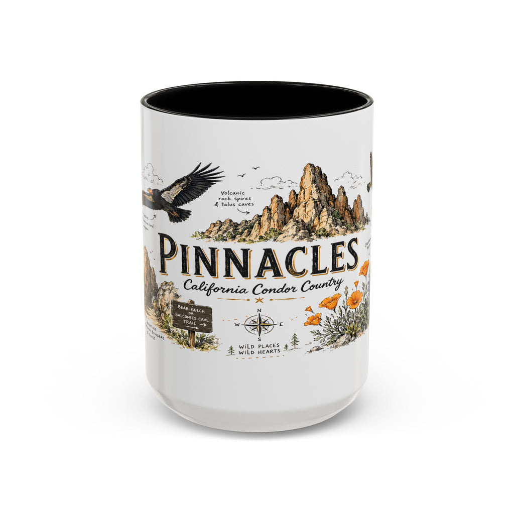 Pinnacles National Park Coffee Mug | California Rock Climbing Condor Gift | Accent Color Ceramic 11oz 15oz