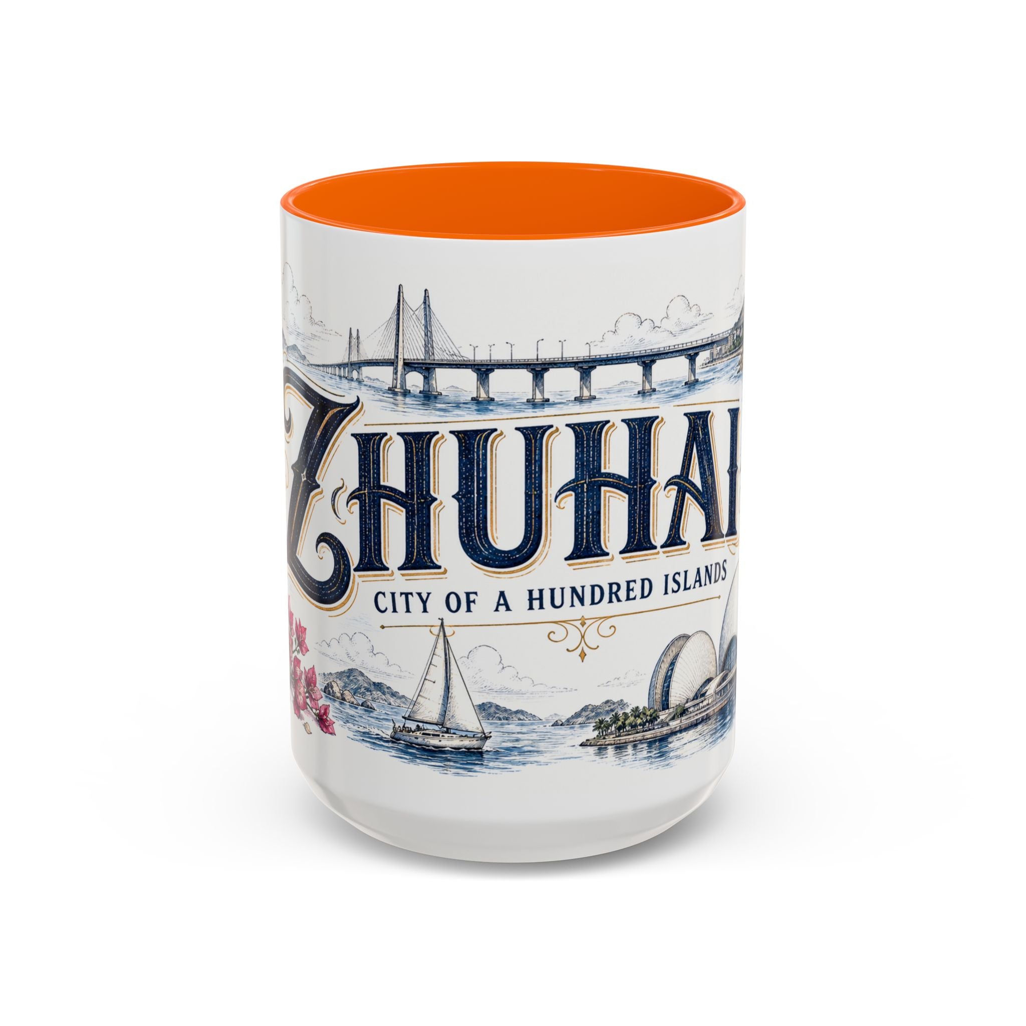 Zhuhai Coffee Mug | China Travel Souvenir | Vintage Illustrated City Gift | 11 oz 15 oz Accent Mug