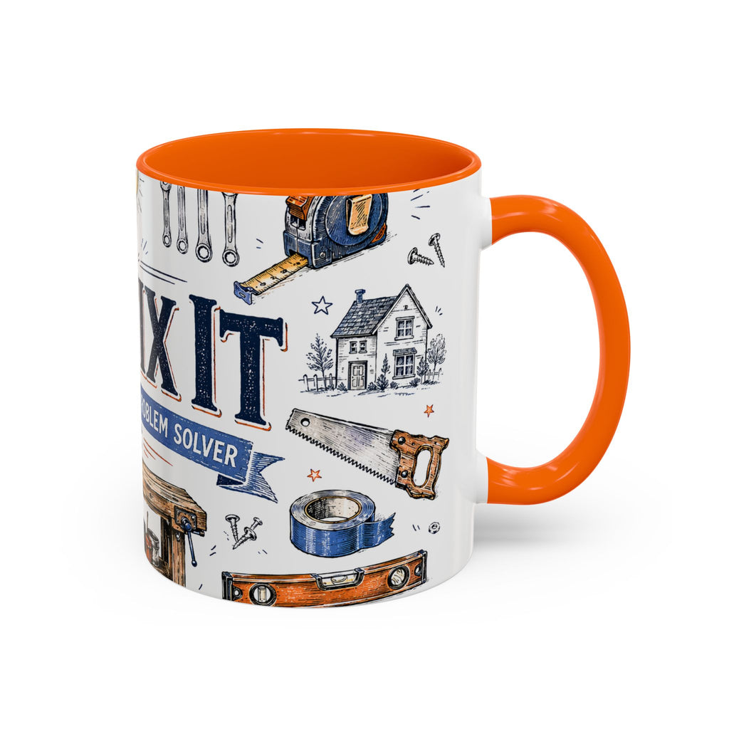 Mr Fix It Coffee Mug | Father's Day Gift for Dad | Accent Color Ceramic 11oz 15oz