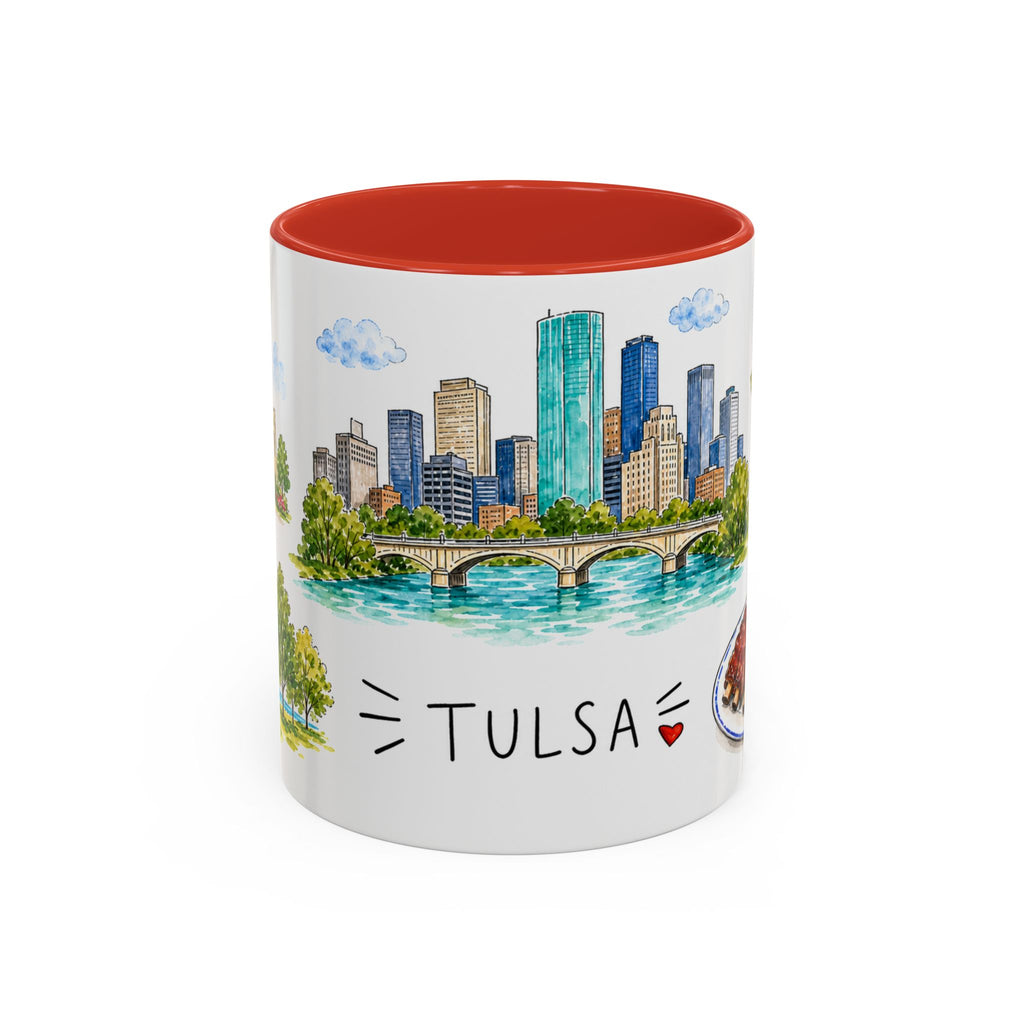 Tulsa Illustrated Travel Mug | City Souvenir Accent Coffee Mug | 11oz 15oz Ceramic Cup