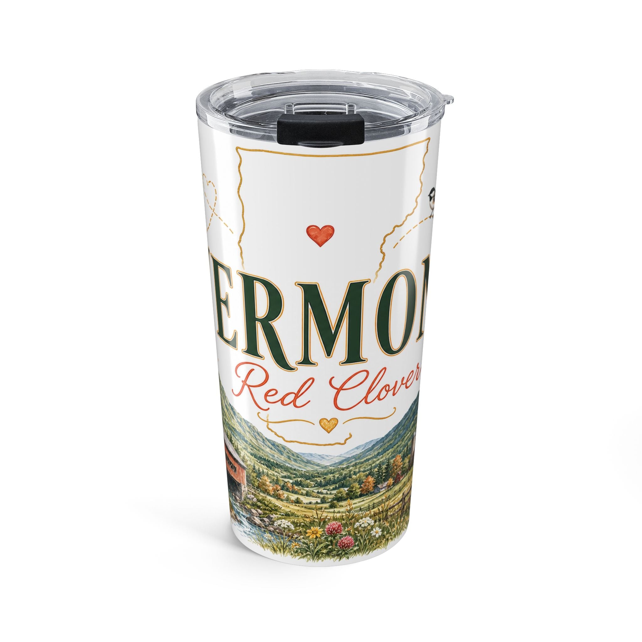 Vermont State Flower 20oz Tumbler | Red Clover Botanical State Flower Gift | Insulated Stainless Steel Travel Cup