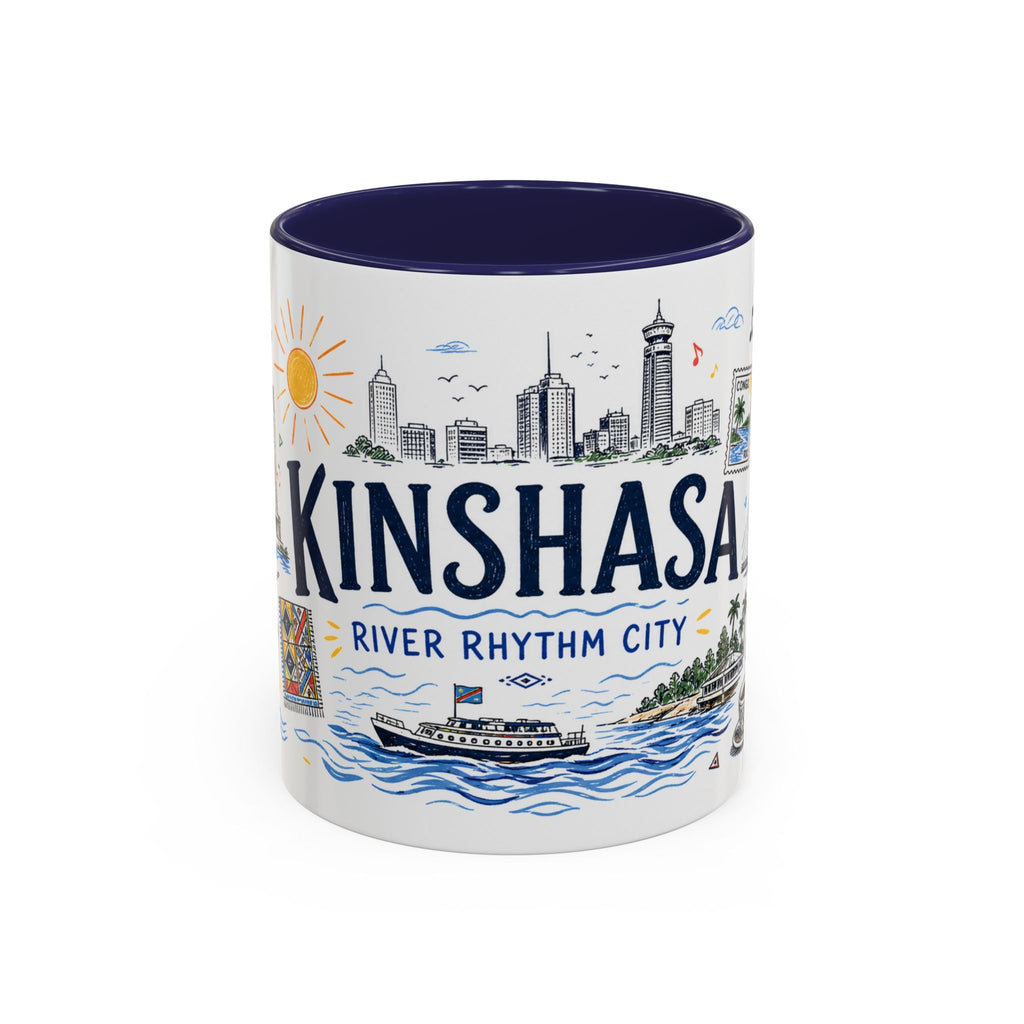 Kinshasa Coffee Mug | DR Congo Souvenir Travel Gift | Accent Color Ceramic 11oz 15oz