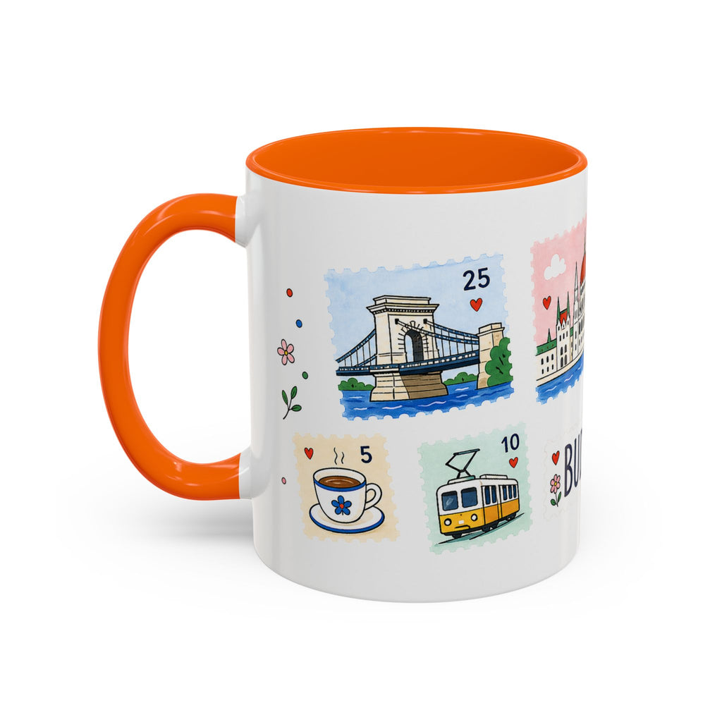 Budapest Coffee Mug | Postage Stamp Collage Mug | Travel Souvenir Accent Cup 11oz 15oz