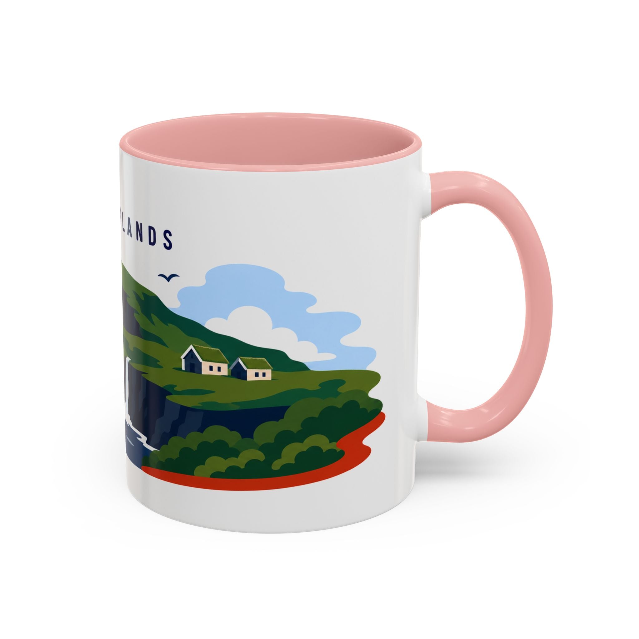 Faroe Islands Coffee Mug | Travel Destination Souvenir Gift | Accent Color Ceramic 11oz 15oz