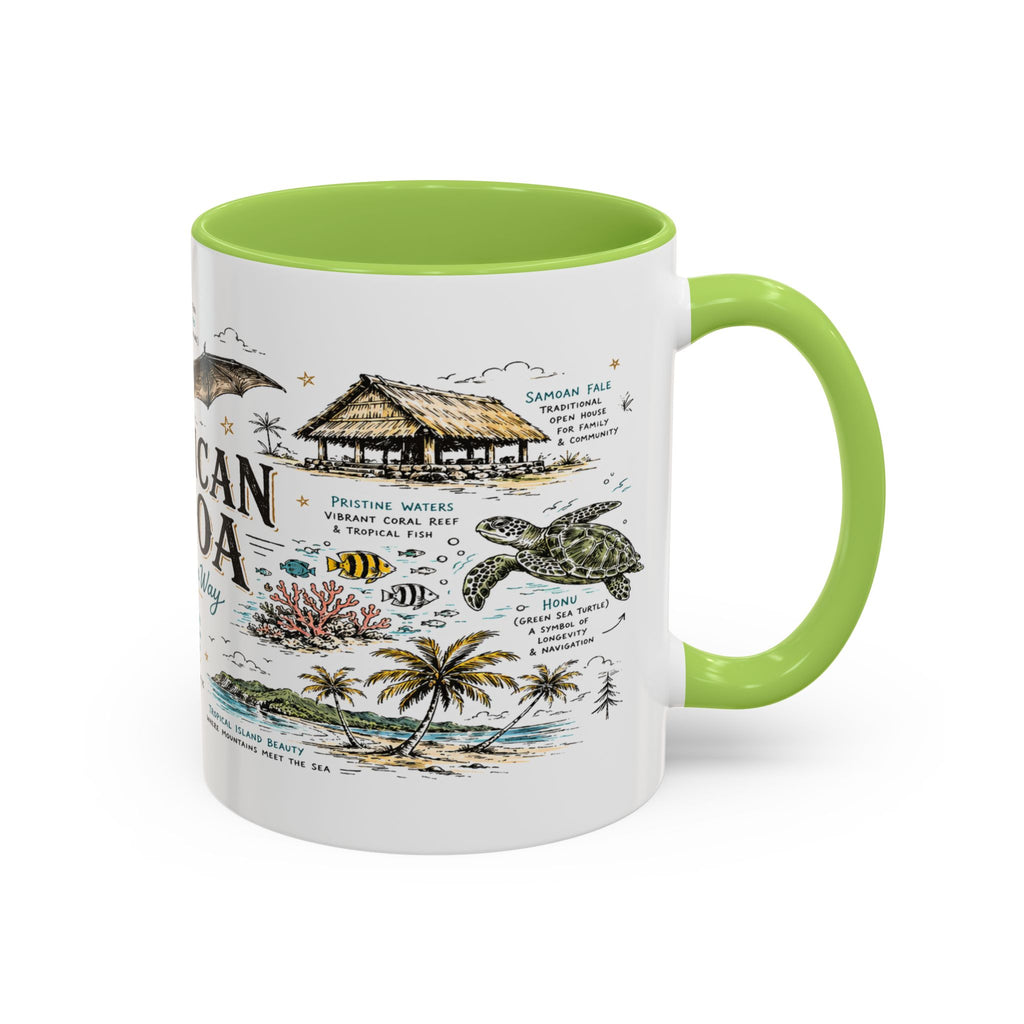 American Samoa National Park Coffee Mug | Pacific Island Rainforest Reef Gift | Accent Color Ceramic 11oz 15oz