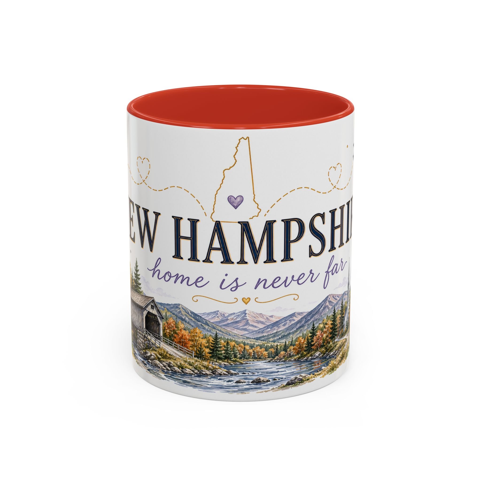 New Hampshire State Map Mug | Botanical Accents, Mountain Landscape Coffee Cup