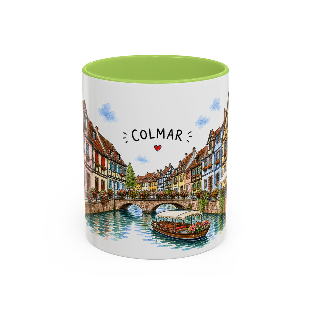 Colmar Illustrated Travel Mug | France Souvenir Accent Coffee Mug | 11oz 15oz Ceramic Cup
