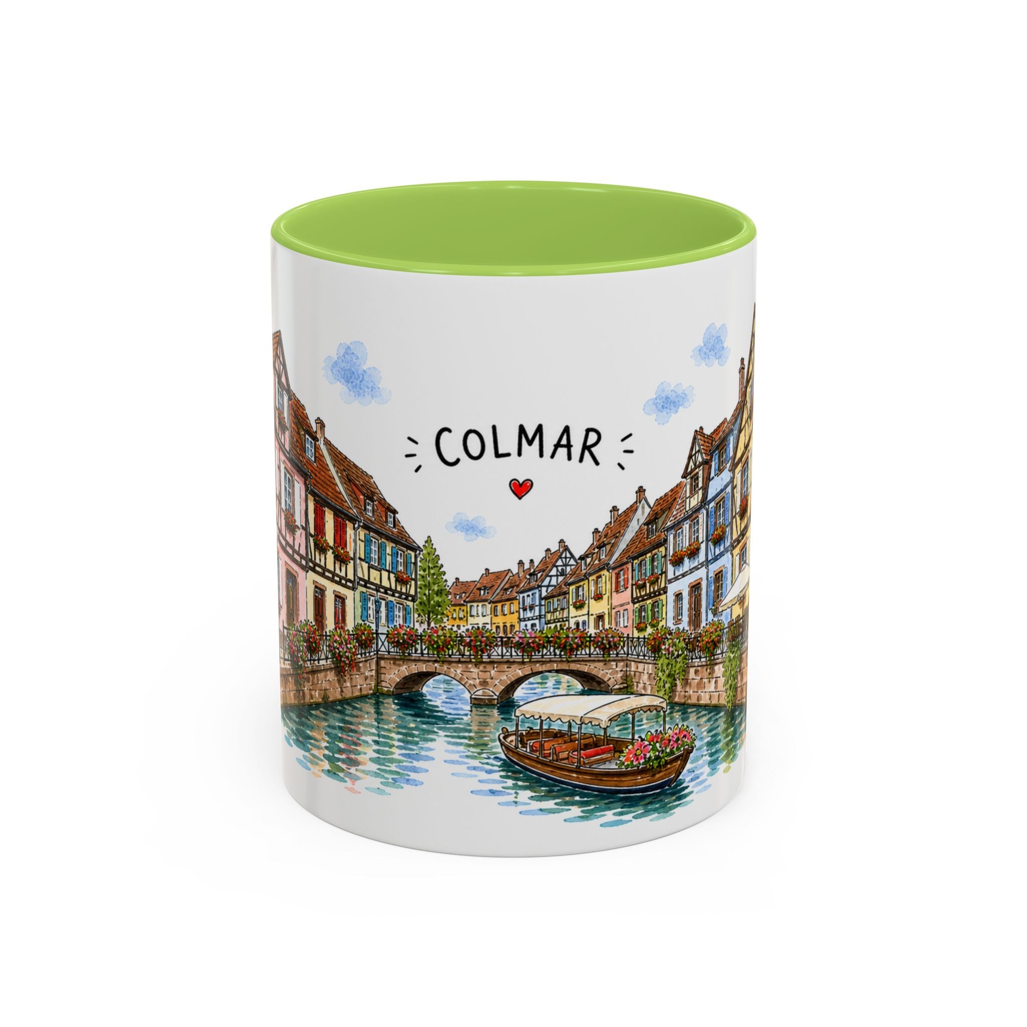 Colmar Illustrated Travel Mug | France Souvenir Accent Coffee Mug | 11oz 15oz Ceramic Cup