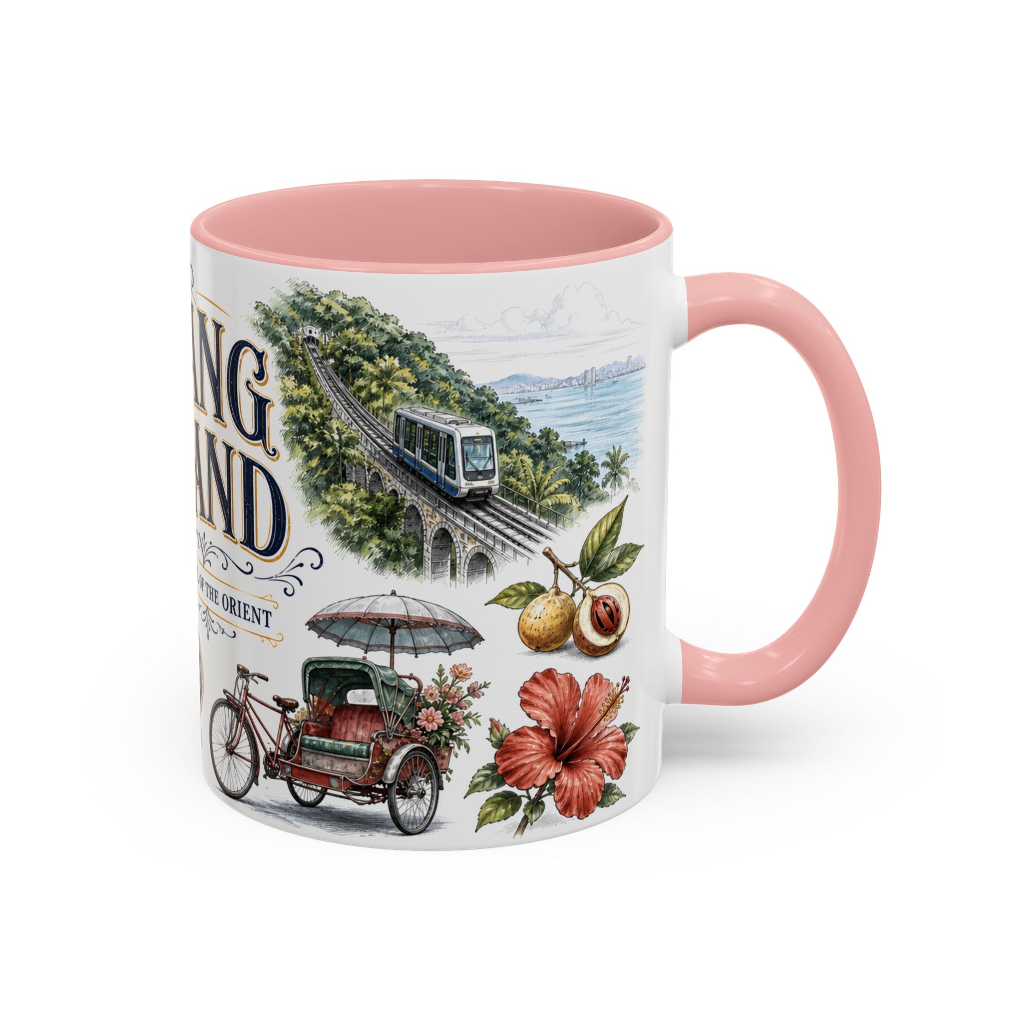 Penang Island Coffee Mug | Malaysia Travel Souvenir | Vintage Illustrated City Gift | 11 oz 15 oz Accent Mug