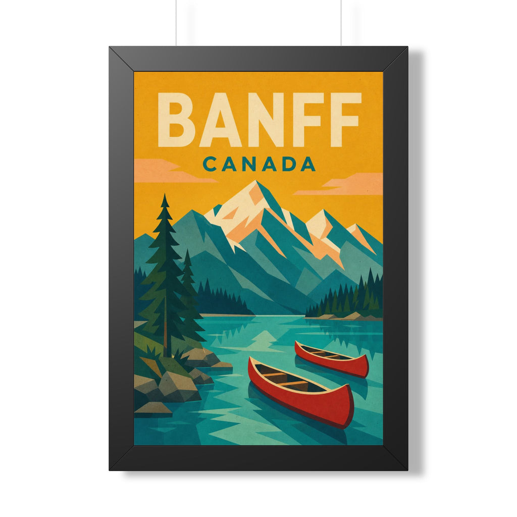 Banff Canada Framed Poster | Vintage Travel Wall Art | Black Walnut White Frame | 16x24 20x30