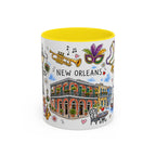 New Orleans Illustrated Travel Mug | City Souvenir Accent Coffee Mug | 11oz 15oz Ceramic Cup