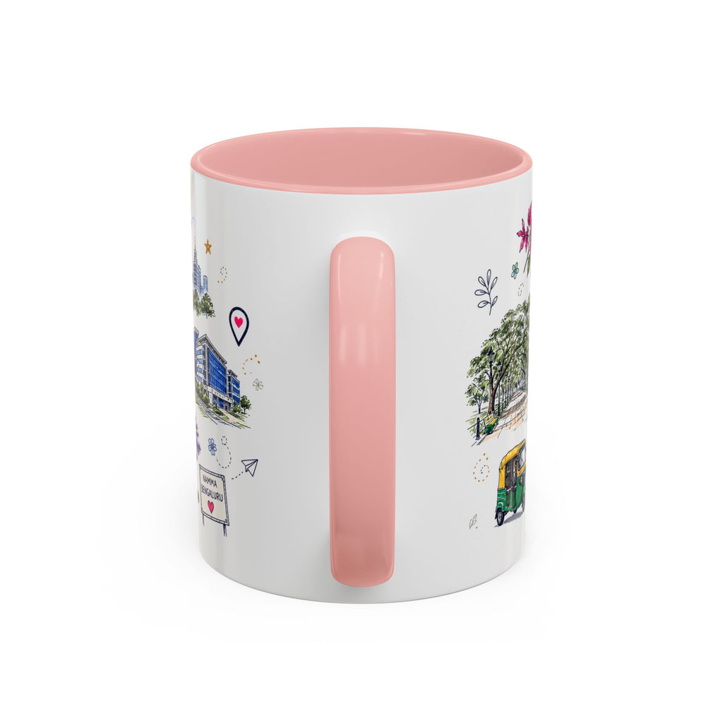 Bangalore Coffee Mug | India Souvenir Travel Gift | Accent Color Ceramic 11oz 15oz